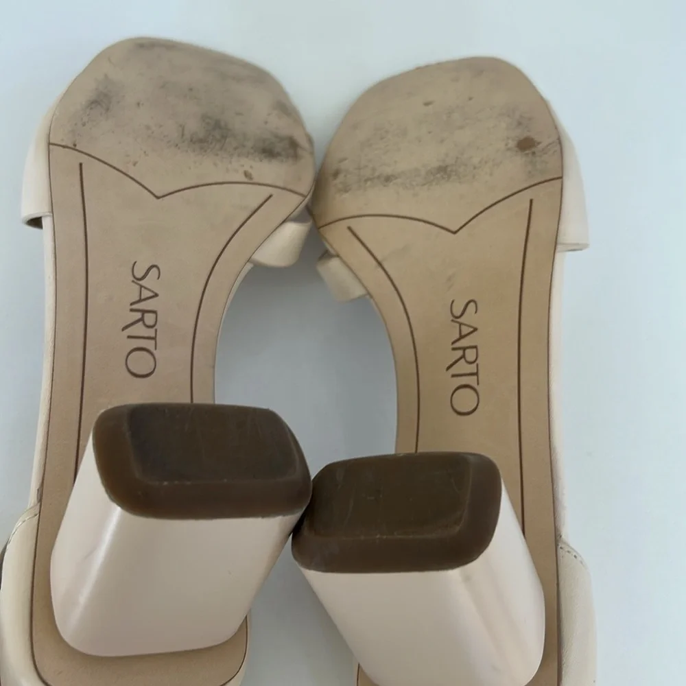 SARTO BY FRANCO SARTO Lusso Ankle Strap Block Heel Sandal Bone Color Size 8